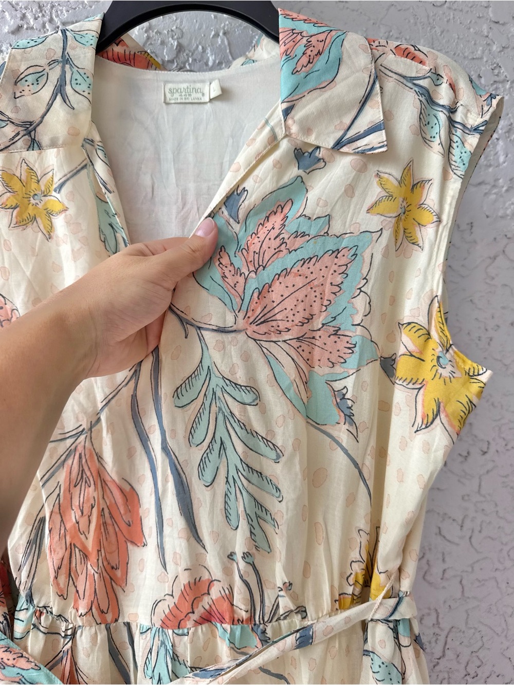 Spartina 449 Hallie Midi Dress Clara Starry Floral Cream Large - Picture 5 of 9